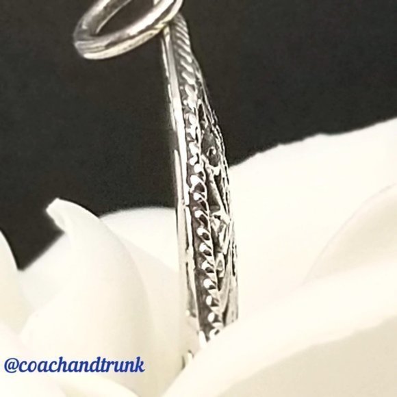 925 Sterling Chain & Pendant Hamsa Evil Eye Handcrafted Filigree Metalwork - Picture 4 of 9